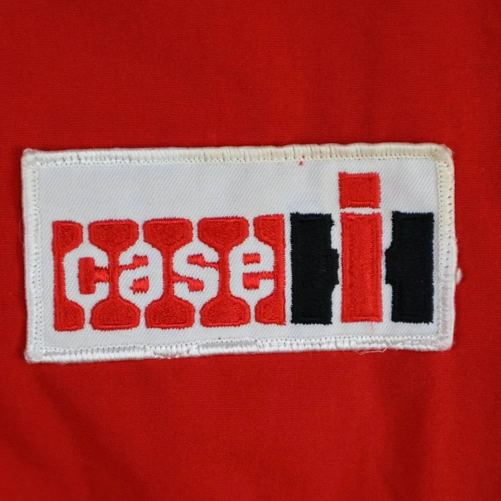 Vintage Case IH Harrington Jacket L Workwear Agriculture Farm Red Poly Cotton‎